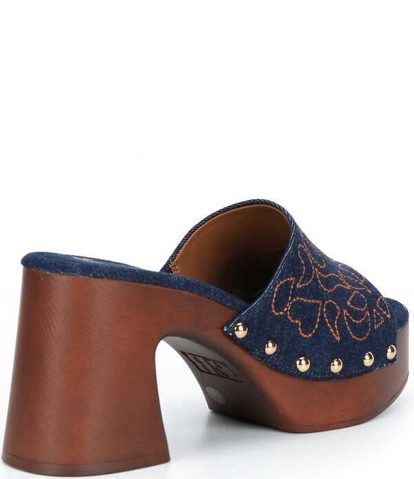ジービー レディース シューズ サンダル プラットフォーム デニム GBuckAroo 2 Denim Studded Wood Platform Sandals Dark Blue ブルー ジービー レディース シューズ サンダル プラットフォーム デニム GBuckAroo 2 Denim Studded Wood Platform Sandals Dark Blue ブルー