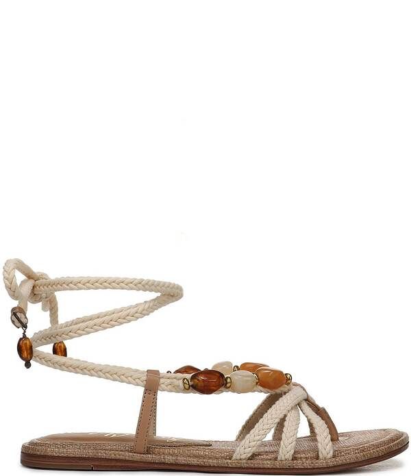 サムエデルマン レディース シューズ サンダル アンクル Sam Edelman Rori Braided Rope Beaded Ankle Wrap Flat Sandals Natural Sa