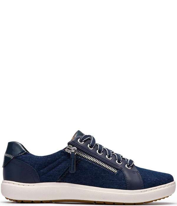 クラークス レディース シューズ スニーカー デニム レース Clarks Nalle Zen Denim Lace Up Zip Sneakers Dark Denim デニム クラークス レディース シューズ スニーカー デニム レース Clarks Nalle Zen Denim Lace Up Zip Sneakers Dark Denim デニム