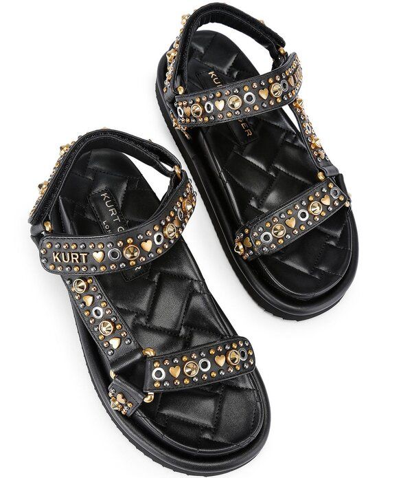 カートジェイガーロンドン レディース シューズ サンダル レザー Kurt Geiger London Orson Leather Studded Slingback Sandals Black ブラ