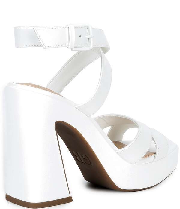 ジービー レディース シューズ サンダル プラットフォーム アンクル レザー GB HappyHour Leather Platform Ankle Strap Dressandals White ホ