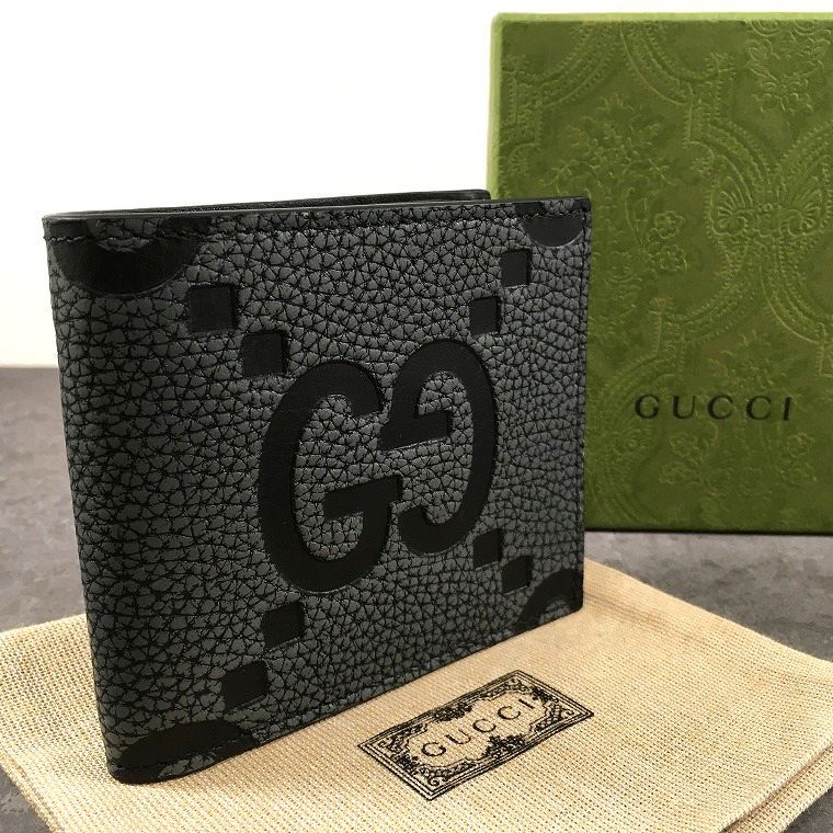 未使用品 GUCCI 二つ折り札入れ 739475 ジャンボGG 箱付き 204