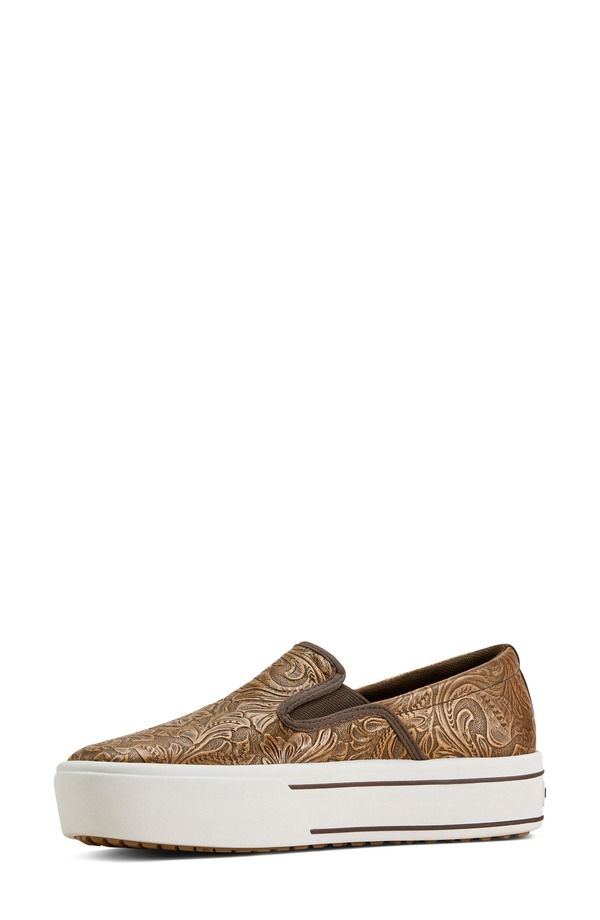 アリアト レディース シューズ スニーカー Ariat Skylar SlipOn Sneaker Brown Floral Emboss ブラウン