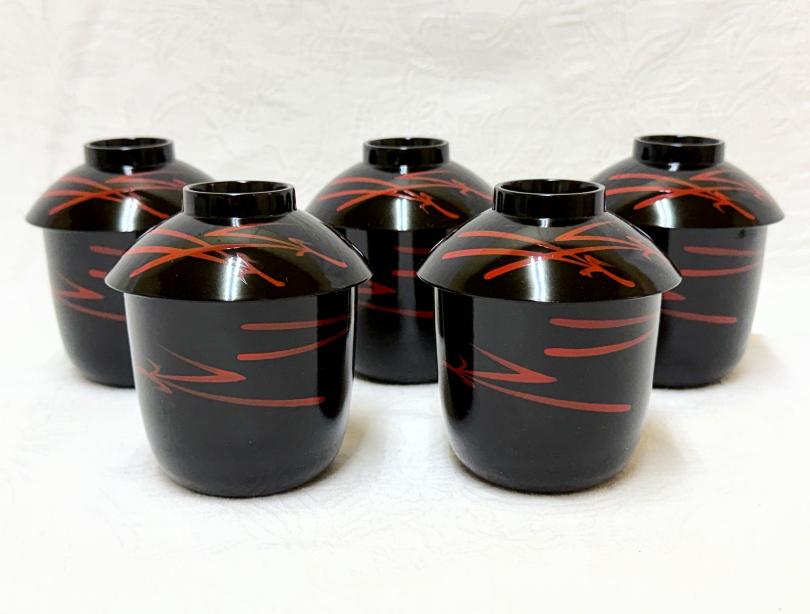 D135 松葉蒔絵 箸洗 小吸物椀 5客セット 未使用 茶道具 茶懐石 和食器