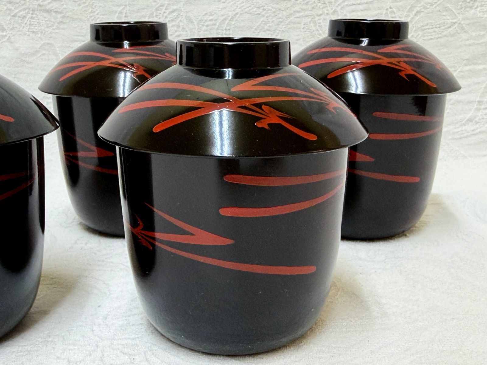 D135 松葉蒔絵 箸洗 小吸物椀 5客セット 未使用 茶道具 茶懐石 和食器