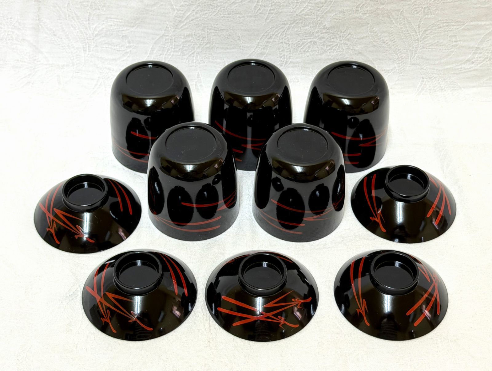 D135 松葉蒔絵 箸洗 小吸物椀 5客セット 未使用 茶道具 茶懐石 和食器