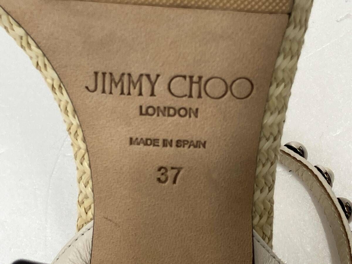JIMMY CHOO ジミーチュウ サンダルAADRA85 フェイクパールスタッズ 37 ベージュ 夏