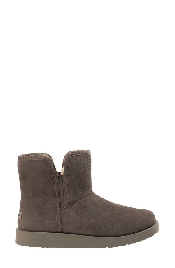 レヴィタライン レディース シューズ サンダル ブーツ レザー Revitalign Fireside Faux Fur Lined Leather Bootie Slipper Dark Charc