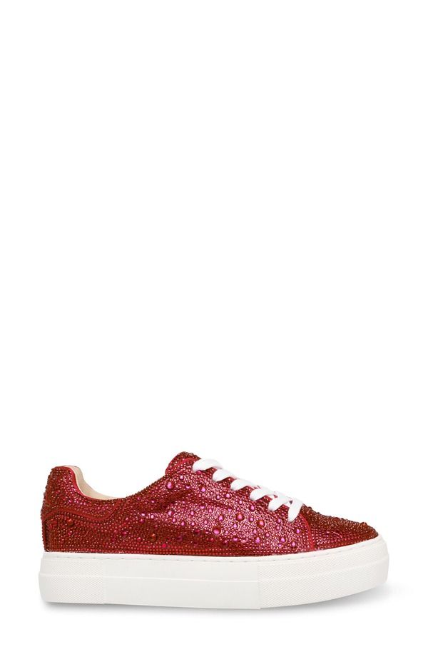 ベッツィジョンソン レディース シューズ スニーカー プラットフォーム Betsey Johnson Sidny Crystal Pav Platform Sneakered レッド ベッツィジョンソン レディース シューズ スニーカー プラットフォーム Betsey Johnson Sidny Crystal Pav Platform Sneakered レッド