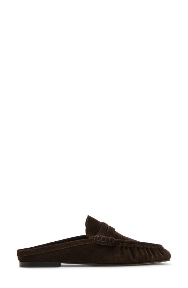 スティーブ マデン レディース シューズ スリッポン・ローファー Steve Madden Rafe Loafer Mule Chocolate Suede チョコレート