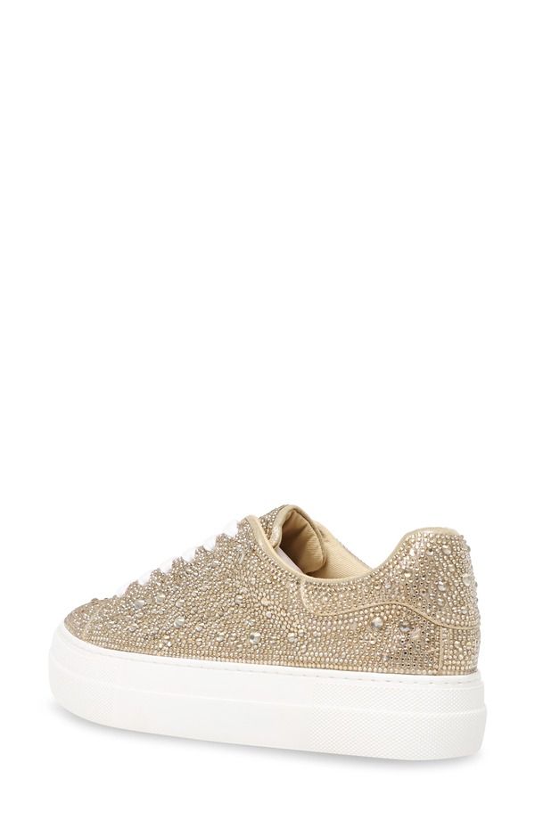 ベッツィジョンソン レディース シューズ スニーカー プラットフォーム Betsey Johnson Sidny Crystal Pav Platform Sneaker Light Gold ゴール