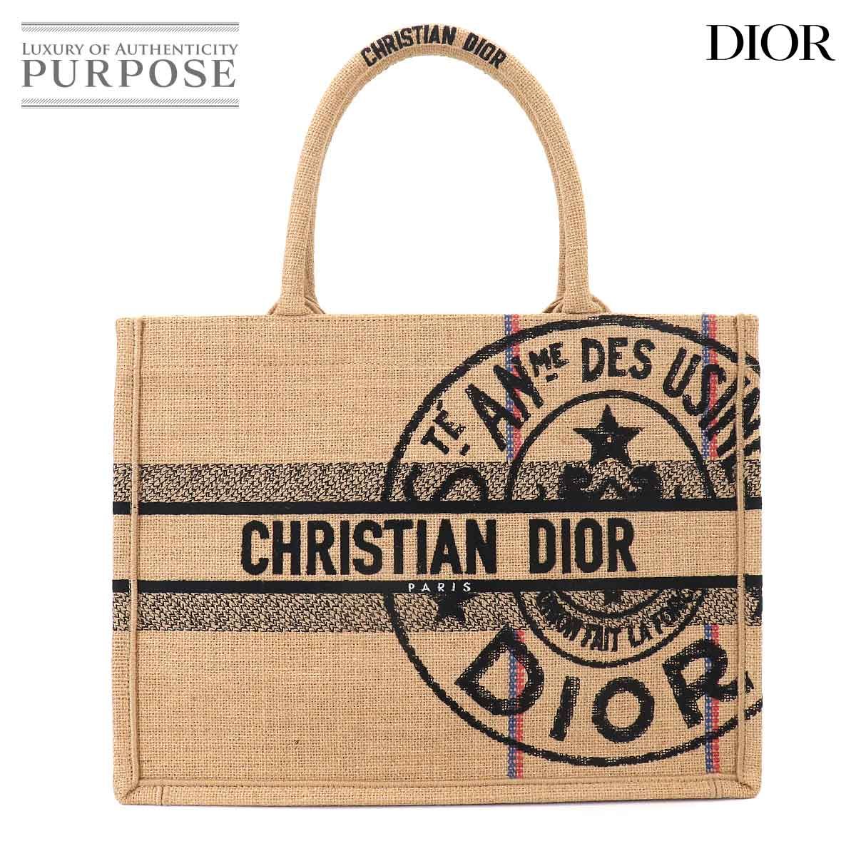 未使用 展示品 クリスチャン ディオール Christian Dior ユニオン モチーフ ブック トート ミディアム バッグ ジュート 90321696