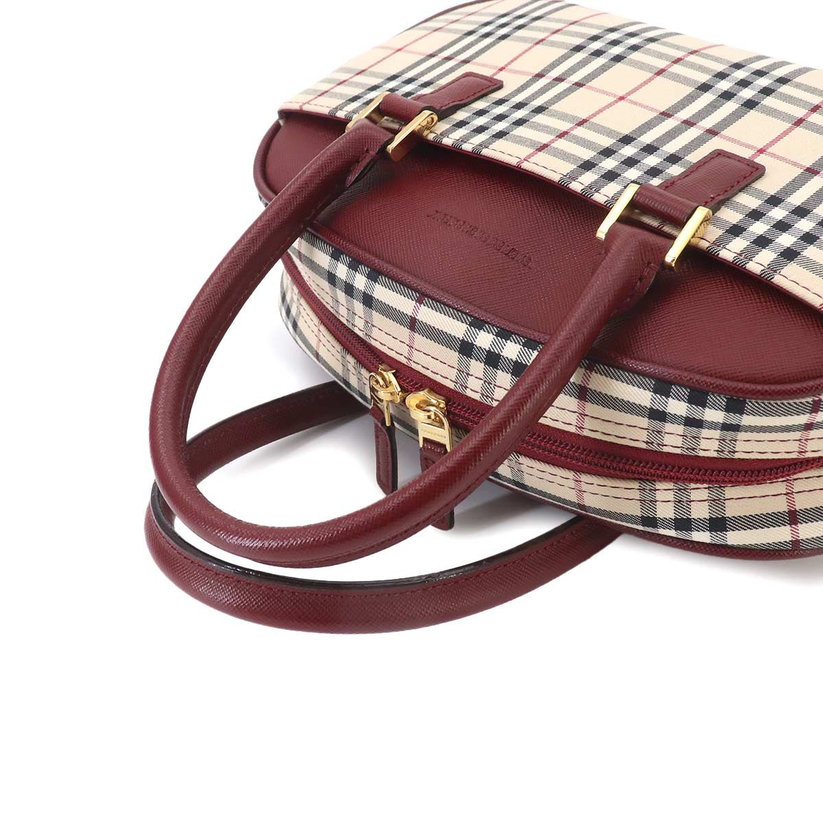 新品同様 バーバリー BURBERRY ノバチェック ミニ ボストン ハンド 