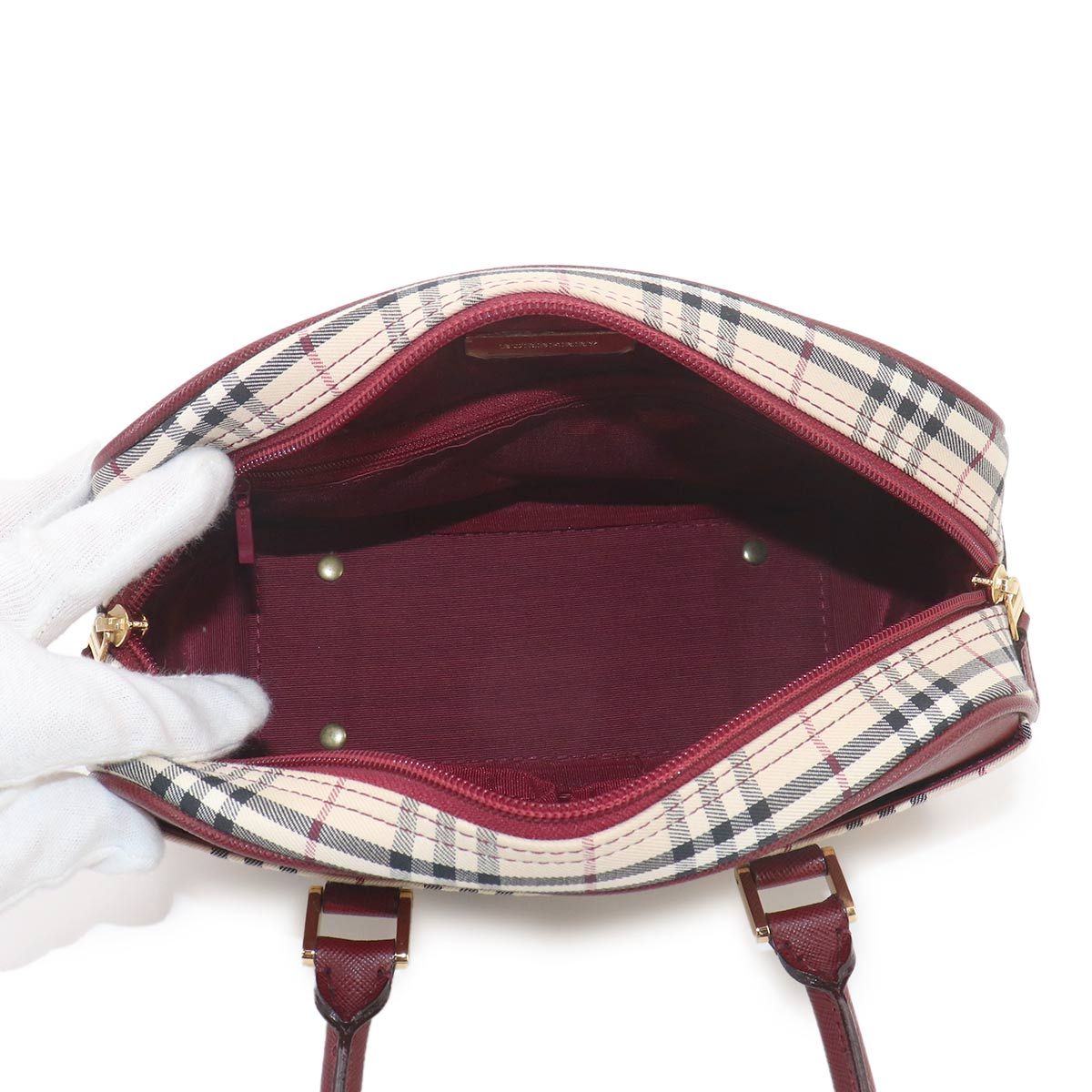 新品同様 バーバリー BURBERRY ノバチェック ミニ ボストン ハンド 