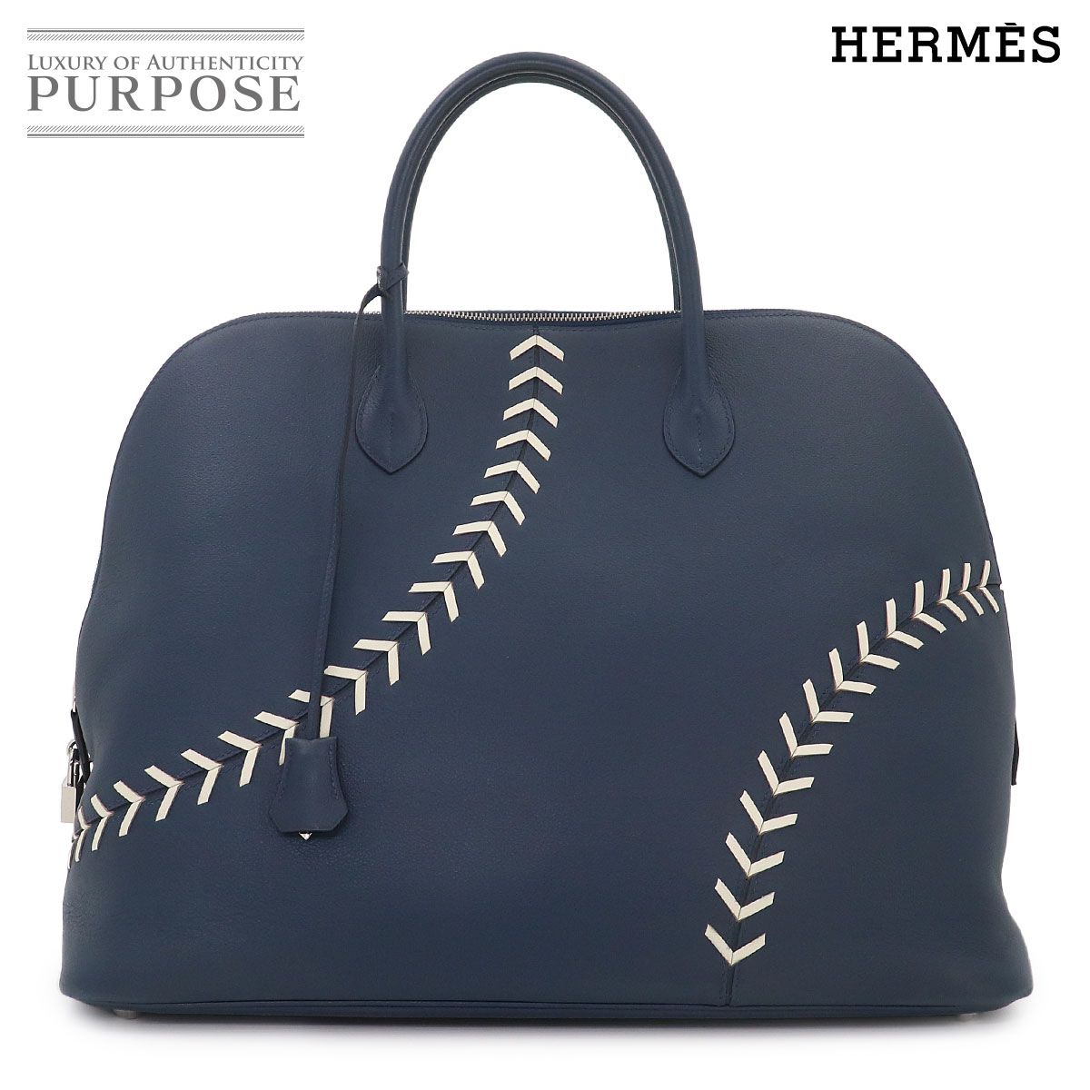 新品同様 エルメス HERMES ボリード 1923 ベースボール 45 ハンド バッグ エバーカラー ブルードマルト ブラン C刻印 90327167