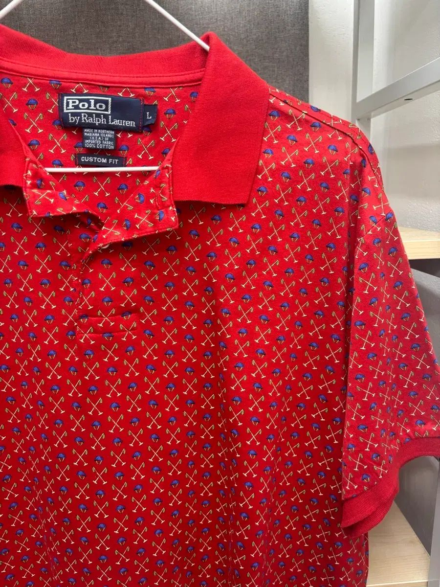 ポロ ラルフローレン ゴルフ パータン シャツ レッド L