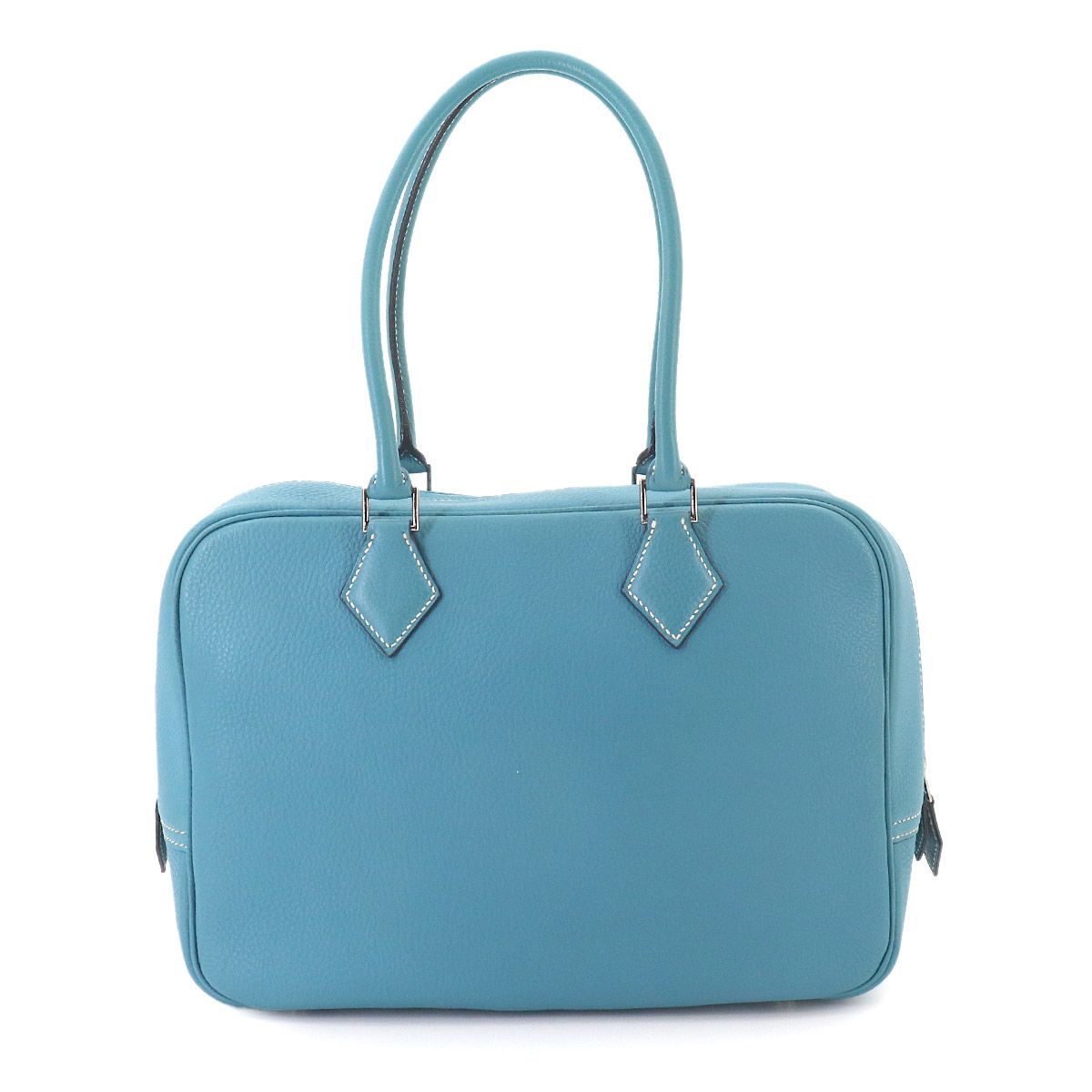 美品 エルメス HERMES プリュム 28 ハンド バッグ トゴ ブルージーン