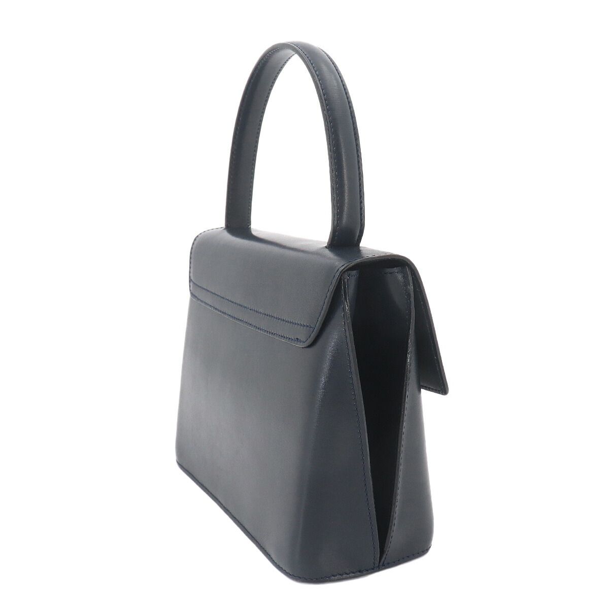 セリーヌ CELINE ハンド バッグ レザー ネイビー ゴールド 金具