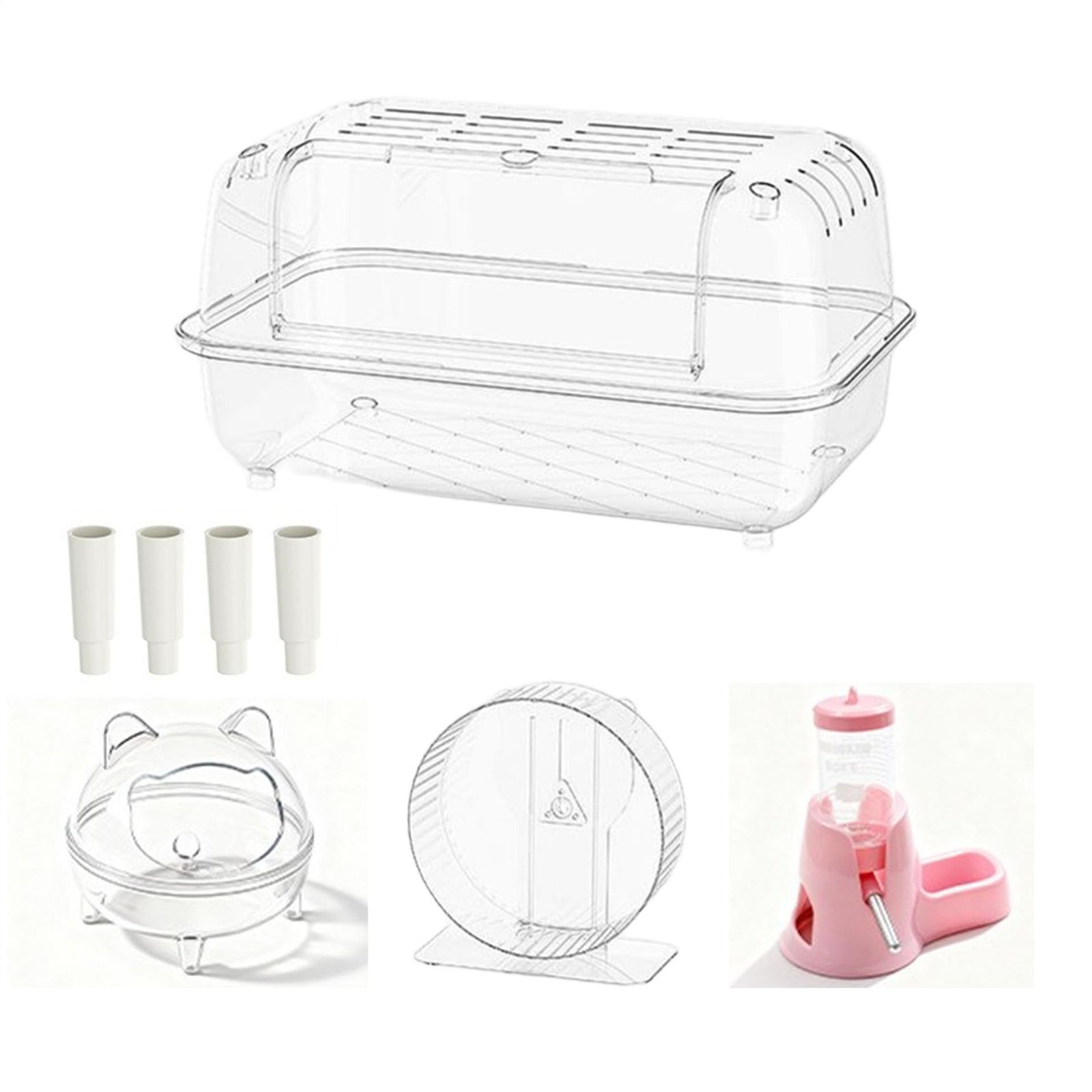 FTWIND [単体] ハムスター ケージ 大きい 60cm [大型] アクリル製 hamster cage 小動物 ゴールデンハムスターや小動物に適した透明ペット小屋 組立簡単 DIY自由設計 人気 (60×38×31cm, 幻想の森)