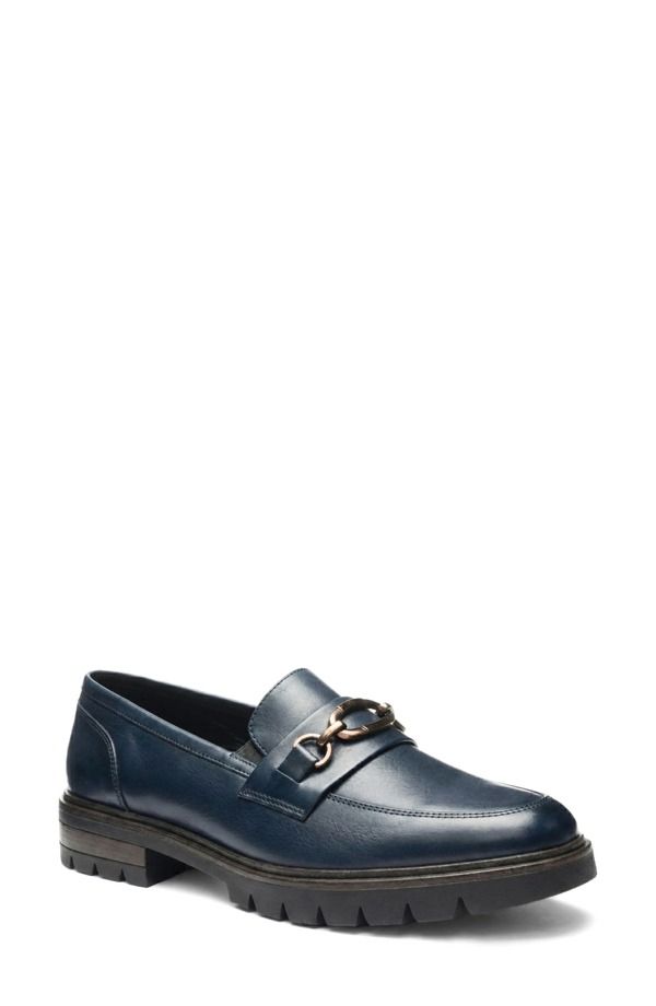 アラ レディース シューズ スリッポン・ローファー ara Camellia Lug Sole Bit Loafer Navy ネイビー