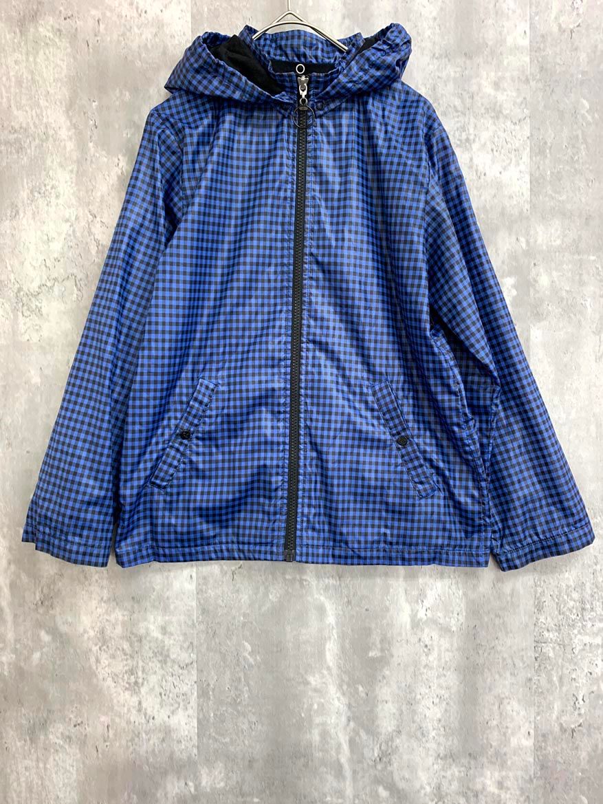 美品 agnes b アニエスベー チェック パーカー ウィンドブレーカー ナイロン ジャケット size12ans/青系 ■◇◎キッズ