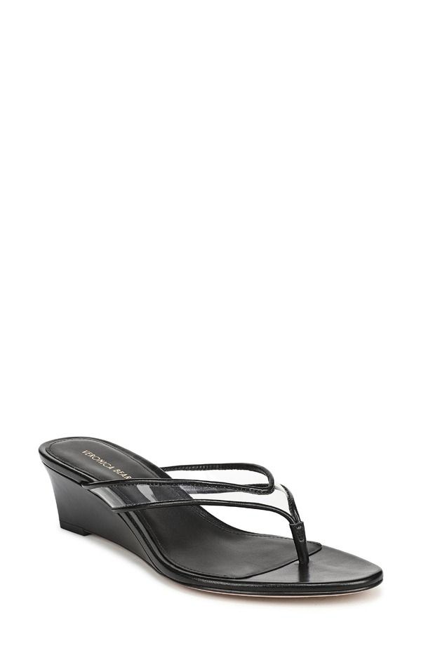 ヴェロニカ ベアード レディース シューズ ヒール Veronica Beard Clea Wedge Flip Flop Clear Black ブラック