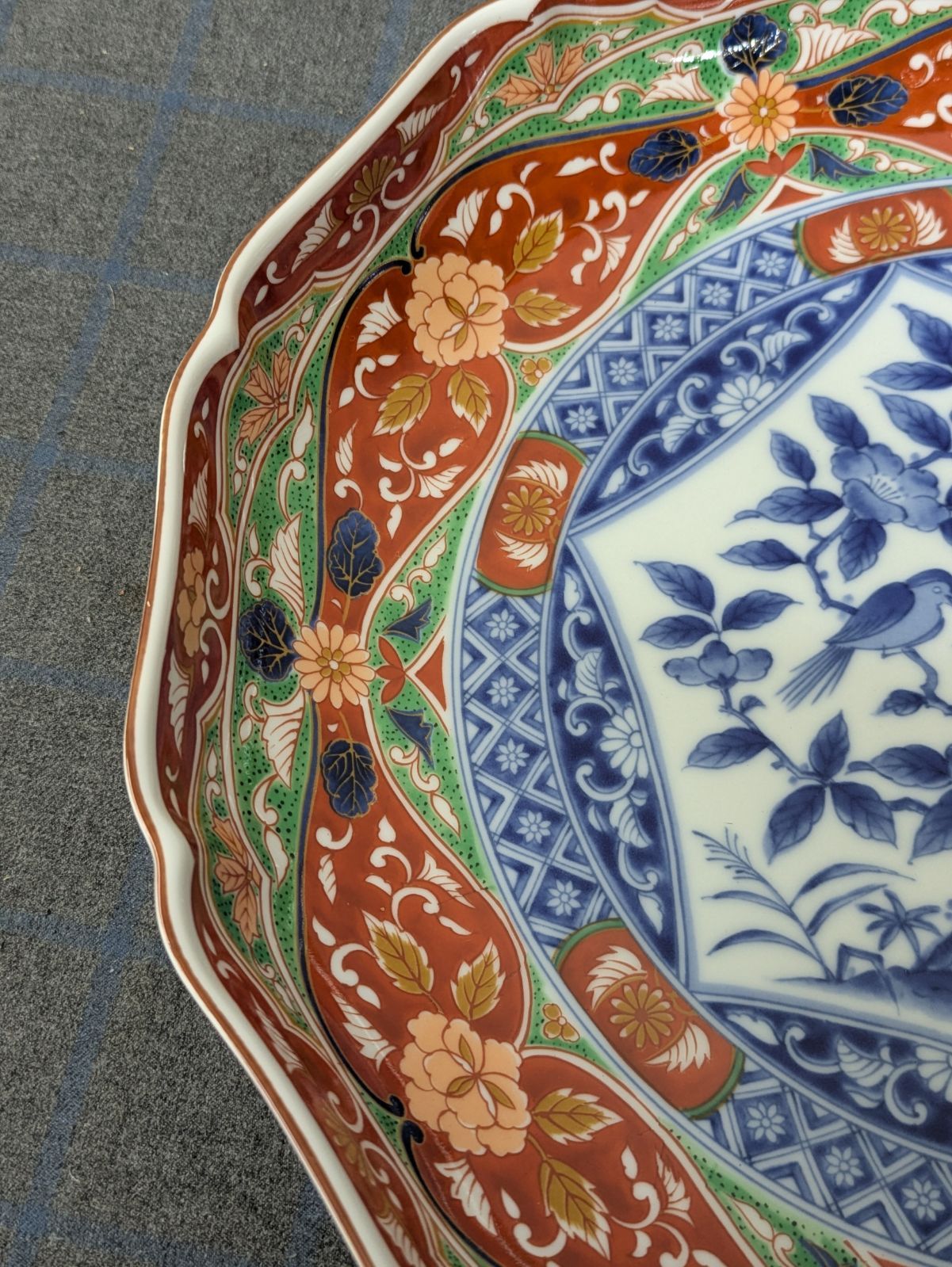 新品】美濃焼 前畑陶器 庫山窯 古伊万里様式 染錦花鳥 染付 色絵 輪花