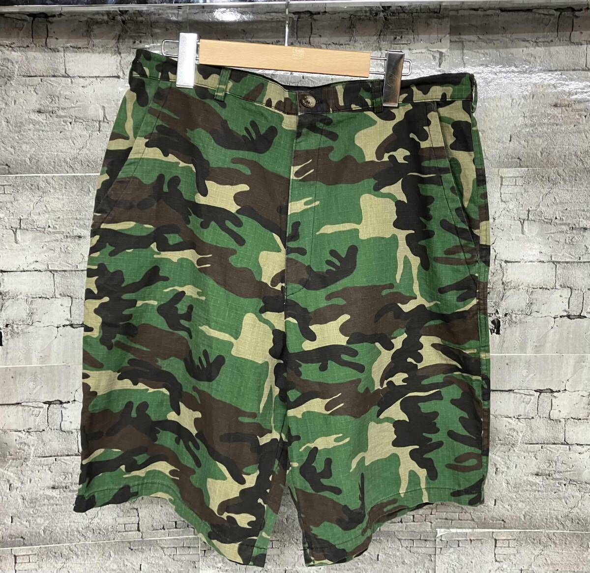 STUSSY 90s 00s 紺タグ カモフラ ハーフカーゴパンツ サイズL - メルカリ