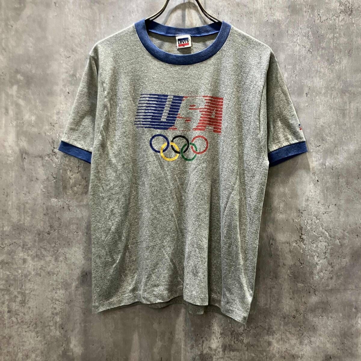 80s LEVI’S 半袖Tシャツ ロス五輪 リンガーTシャツ size M グレー リーバイス