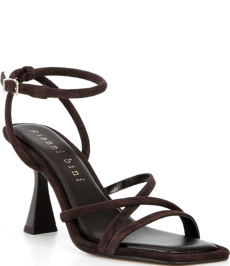 ジャンビニ レディース シューズ サンダル スエード Gianni Bini Rondo Suede Strappy Square Toe Dress Sandals Dark Brown Roast