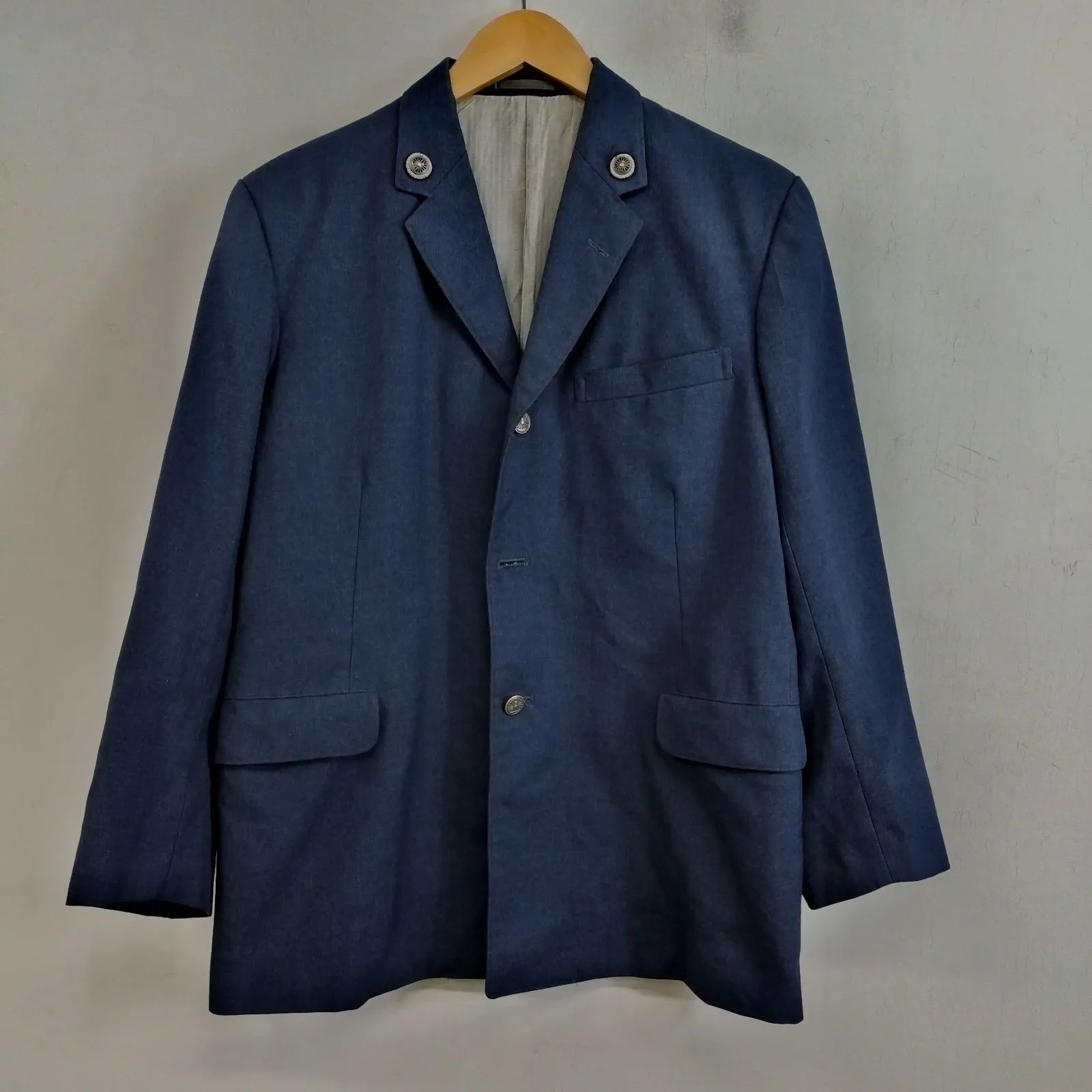 日本国有鉄道 国鉄 冬用制服 細1号形 ジャケット 3B テーラード 金ボタン 安全章付き 内タグ付き 裏地ヘリンボーン ワーク 鉄道 制服古着 JAPAN RAILWAY VINTAGE ネイビー F415 日本国有鉄道 国鉄 冬用制服 細1号形 ジャケット 3B テーラード 金