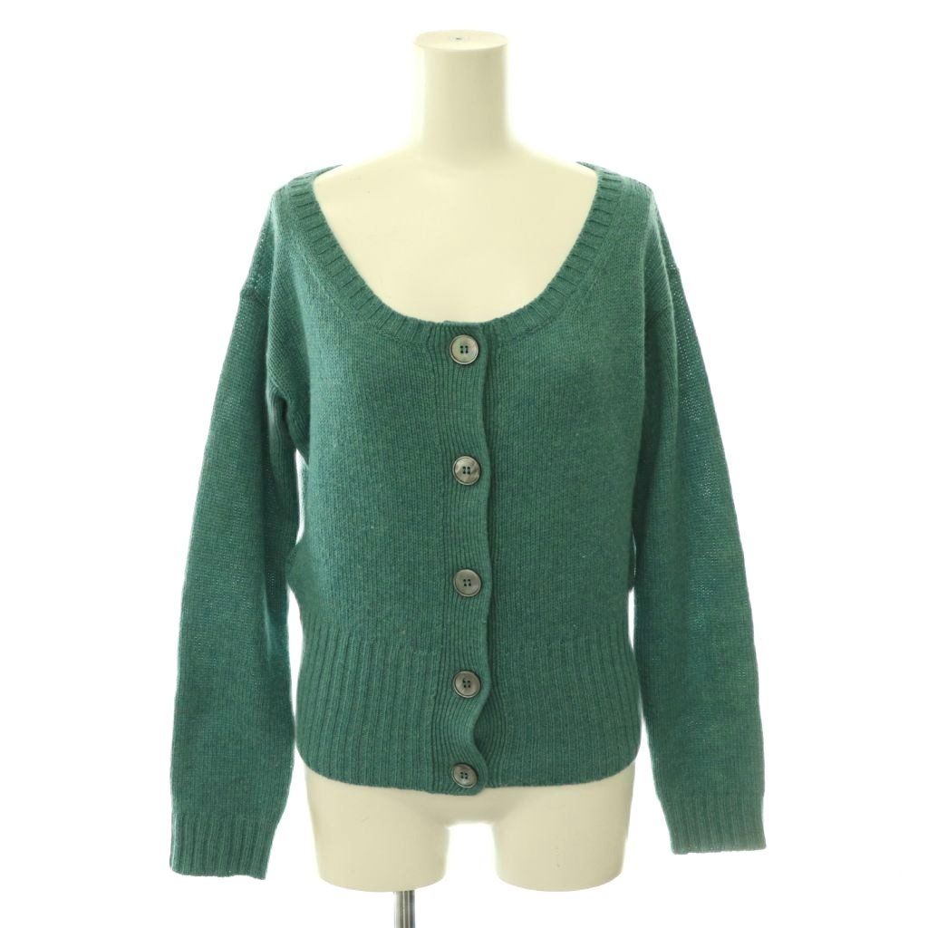 プラダ PRADA P25B48 カシミヤニットカーディガン 長袖 クルーネック 38 ブルーグリーン /NR ■OS ■SH