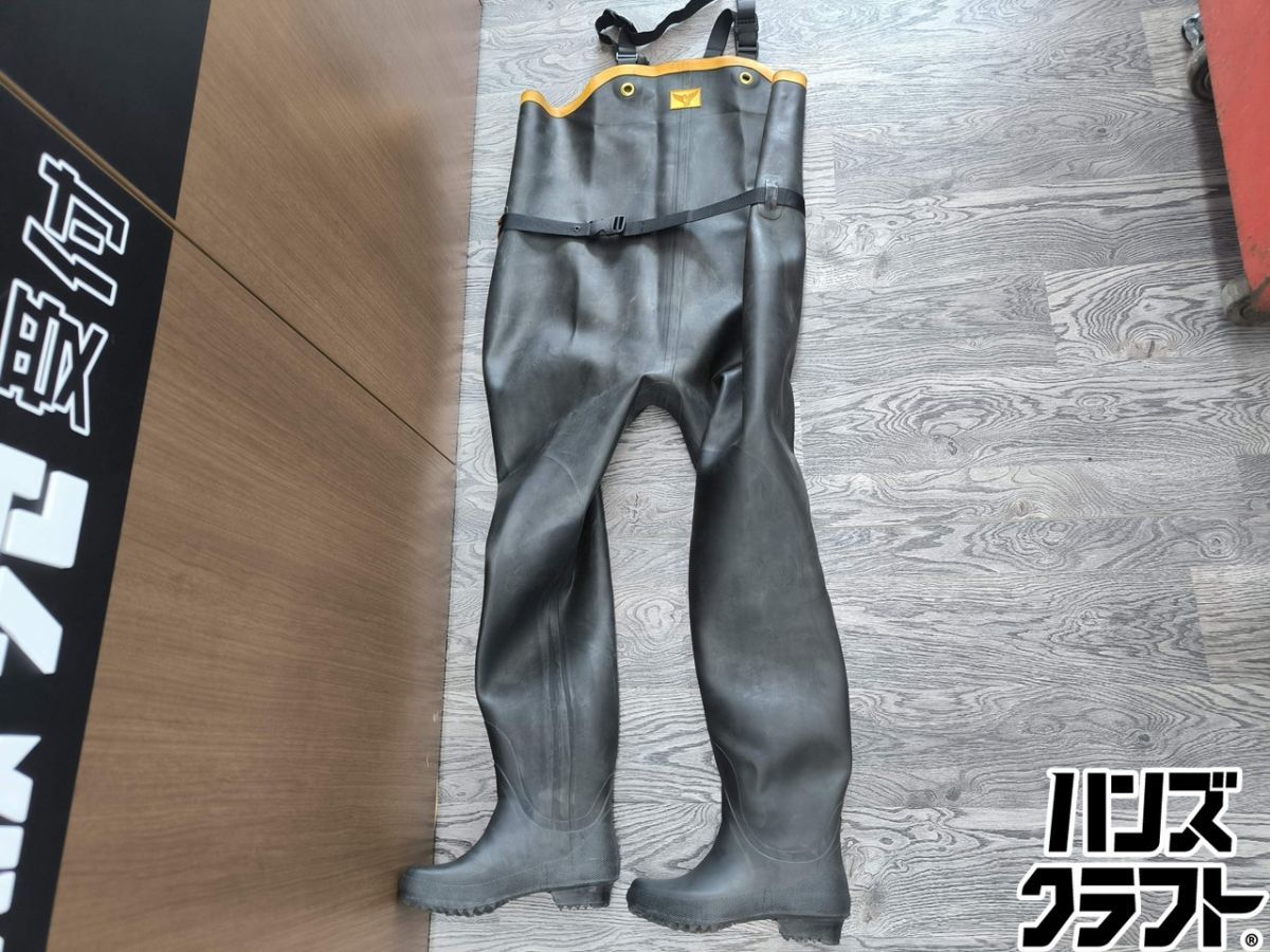 ▲【中古】ハト印 新型水中胴付長靴 26cm 黒 ワンタッチベルト付き シバタ工業【ハンズクラフト飯塚店】【中古】