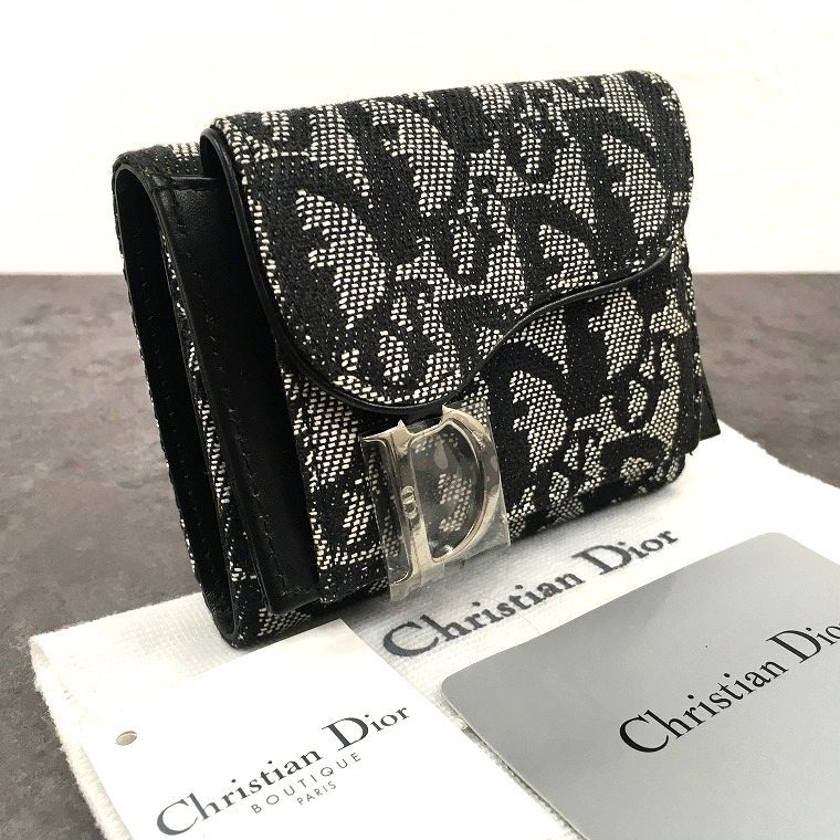 美品✨Christian Dior サドル オブリーク ロータス3つ折り 財布 未使用品 Christian Dior Saddle Lotus オブリーク 三つ折り財布 207