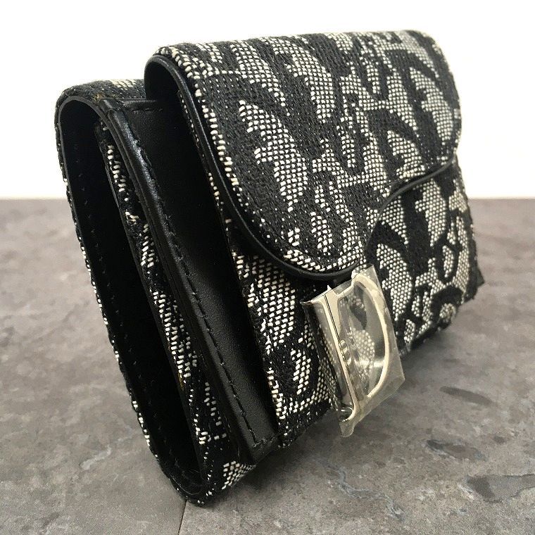 未使用品 Christian Dior Saddle Lotus オブリーク 三つ折り財布 207