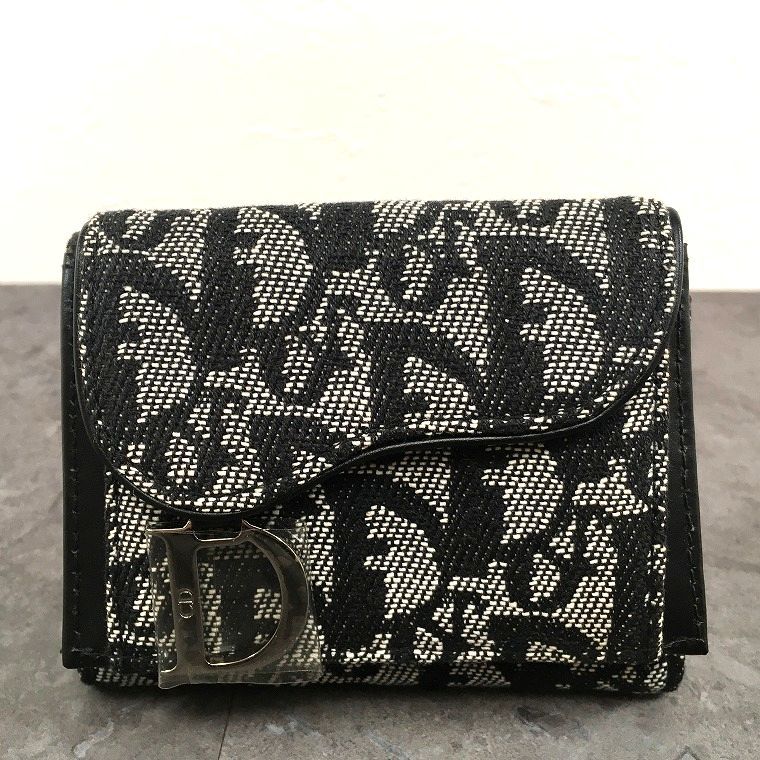 未使用品 Christian Dior Saddle Lotus オブリーク 三つ折り財布 207