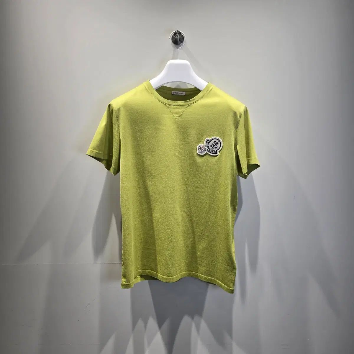中古/正規品 モンクレール ダブル ワッペン 半袖 Tシャツ ライムグリーン S