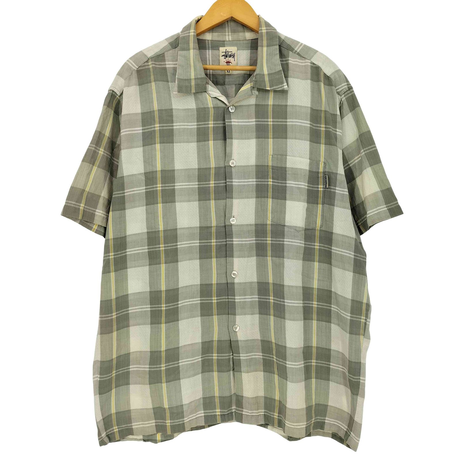 ステューシー Stussy 白タグ チェック オープンカラーシャツ メンズ import：XL