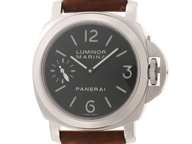 PANERAI パネライ ルミノール マリーナ PAM00111 腕時計 ステンレススチール/牛革 ブラック文字盤 手巻き メンズ【中古】472
