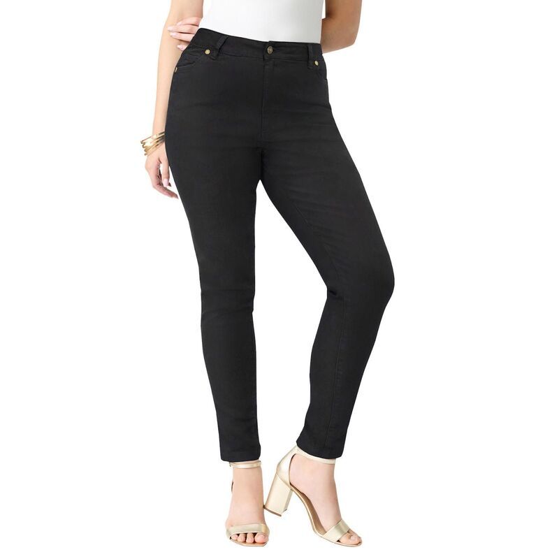 ロアマンズ レディース ボトムス デニムパンツ プラスサイズ Roamans Womens Plusize Classic Stretch Slim Jean Black Denim ブラック