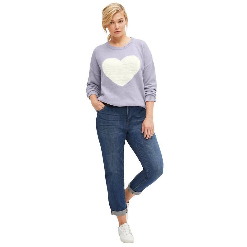 Ellos レディース ボトムス デニムパンツ リラックスフィット プラスサイズ ジーンズ ellos Plusize MidRise Stretch 5Pocket Relaxed Fit Boyf