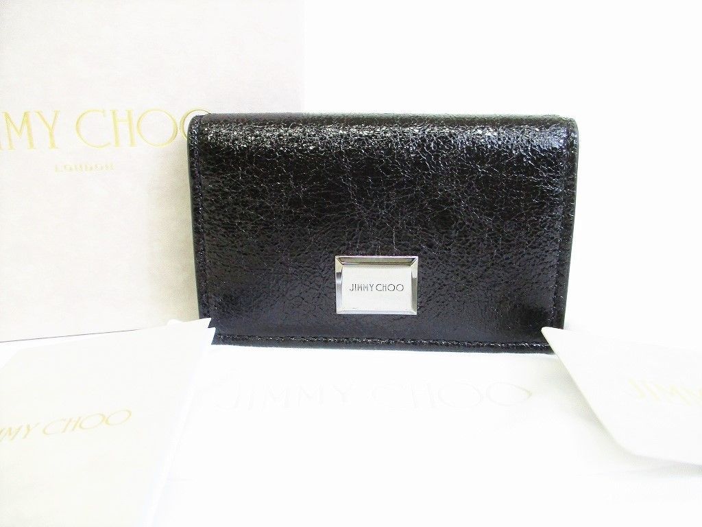 【新古品】 Jimmy Choo ジミーチュウ マティア レザー カードケース 名刺入れ メンズ レディース 黒