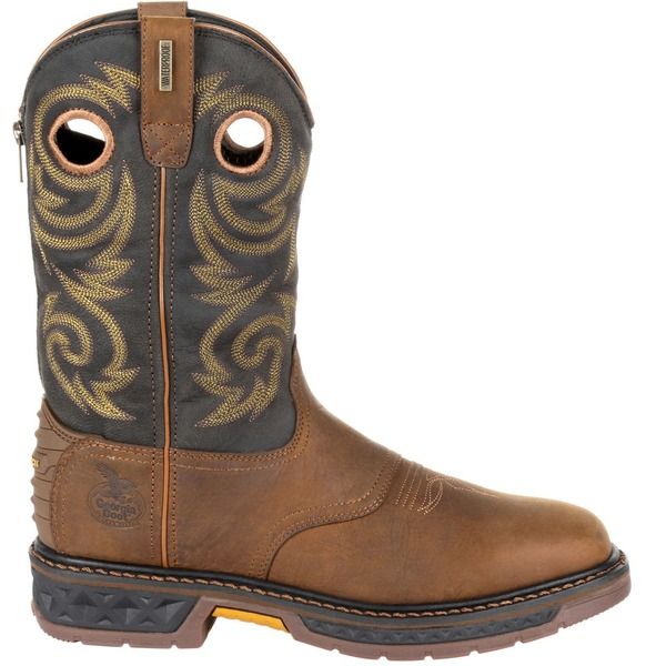 ジョージブーツ メンズ シューズ ブーツ・レインブーツ Georgia Boot Carbotec Lt Waterproof Pullon Work Boot Black And Brown ブラッ