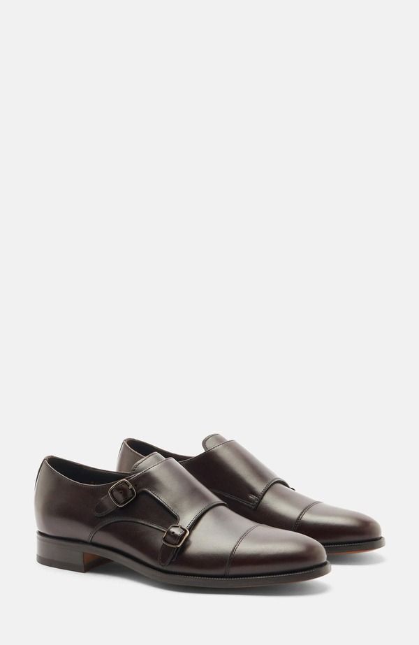 スカロッソ メンズ シューズ モンク SCAROSSO Gervasio Monks Dark Brown Calf ブラウン