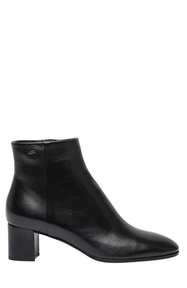サントーニ レディース シューズ ブーツ・レインブーツ アンクル レザー ヒール Santoni Womens leather midheel ankle boot Black ブラック