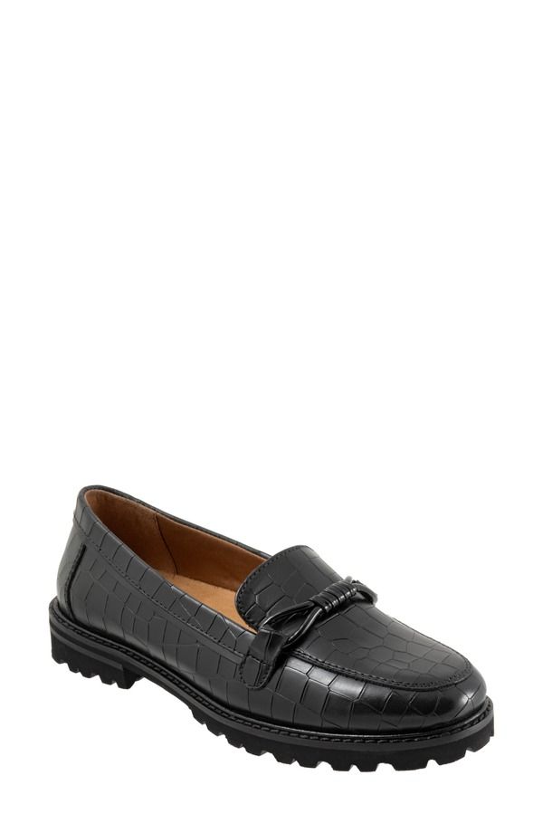 トロッターズ レディース シューズ スリッポン・ローファー Trotters Fiora Loafer Black Croco ブラック