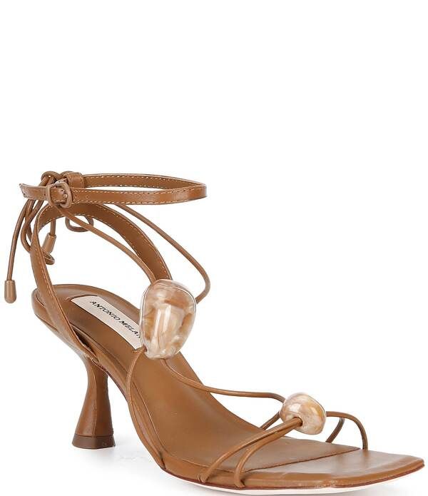 アントニオ メラーニ レディース シューズ サンダル レザー Antonio Melani Oriana Leather Stone Ornamented Strappy Dressandals Ib
