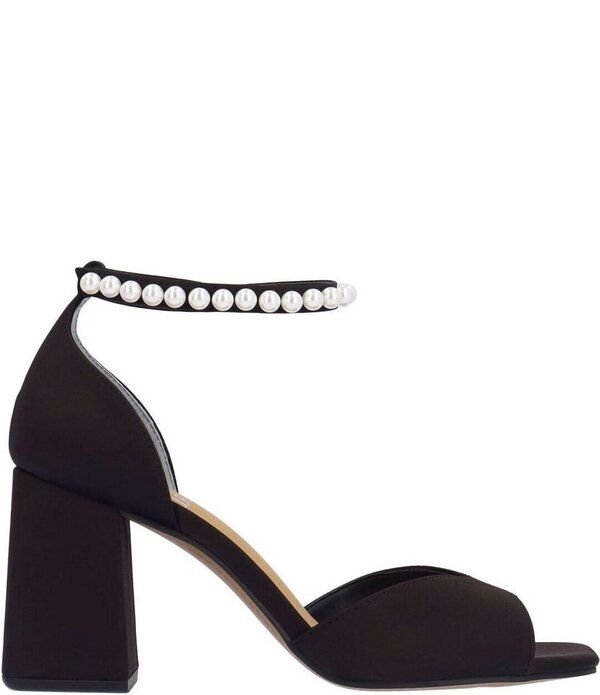 ジェイレニー レディース シューズ サンダル ラップワンピース サテン アンクル J Renee Nerida Satin Pearl Ankle Wrap Dressandals Black ブラッ