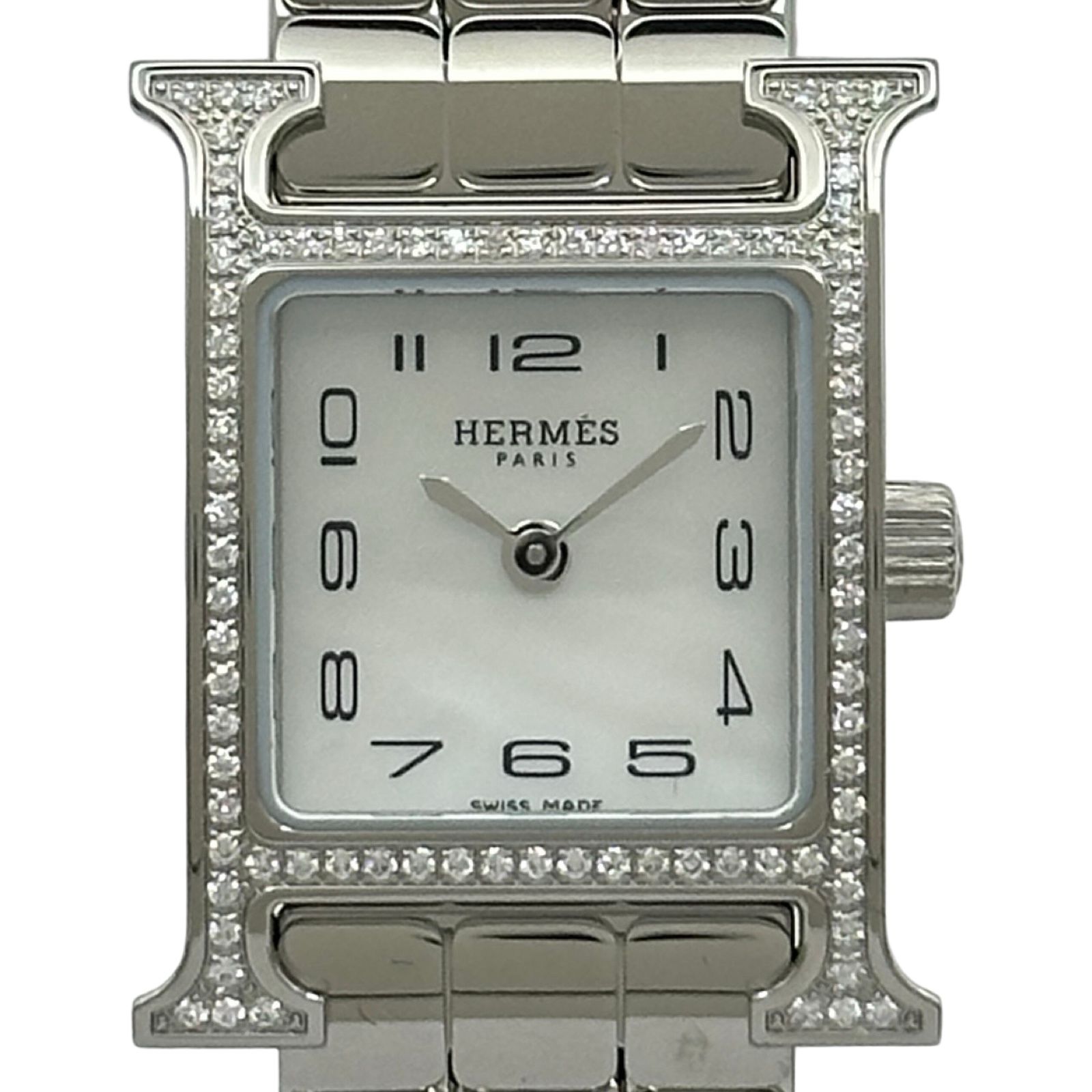 エルメス HERMES Hウォッチ HH1.131 ホワイトシェル ステンレススチール クオーツ レディース 腕時計