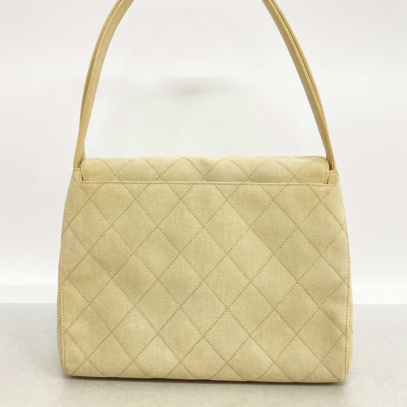 CHANEL マトラッセ キャンバス地 ベージュ ゴールドチェーン バッグ